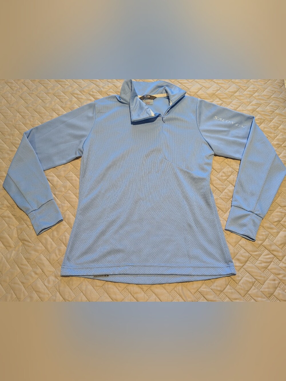 Salomon Advanced Skin 1/4 Zip Pullover Womens Sz.M Blue Asymmetrical